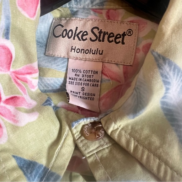 Cooke Street Vintage Single Stitch Mens Hawaiian Shirt Light Green Size Small - Picture 5 of 6